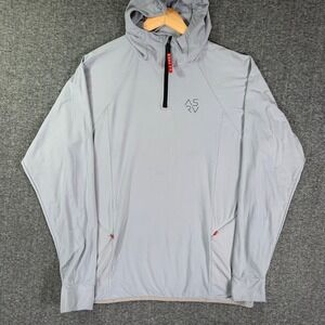 ASRV Hoodie Men Extra Large Gray Performance Dri-Core Zip 1/4 Zip Pullover Gym